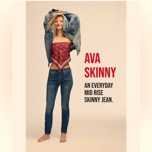 Lucky Brand Ava Skinny Womens Mid Rise Ankle Blue Medium Wash Denim Jeans 6A